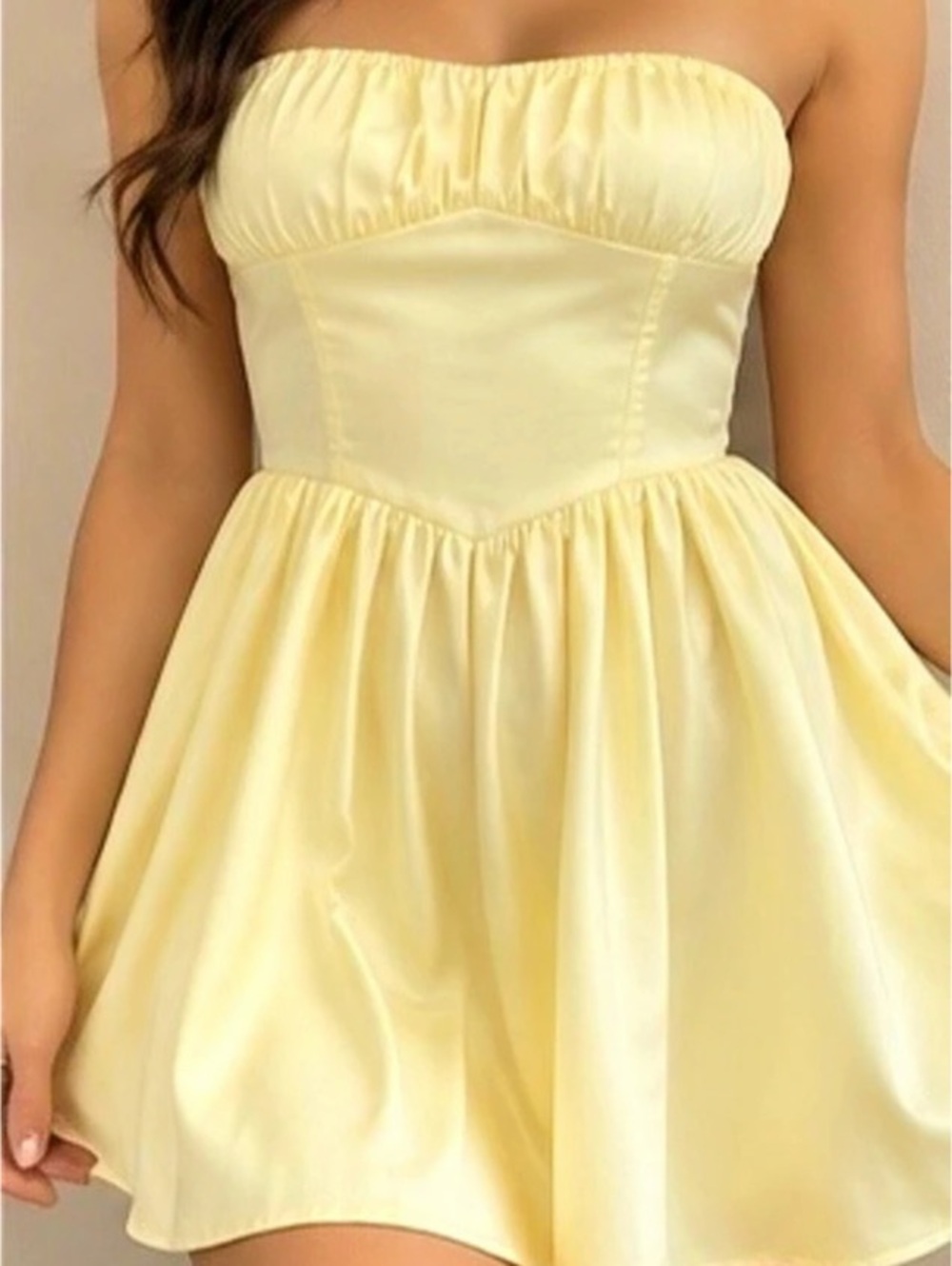 Simons Satin-Look Strapless Mini Dress Size Large NWT